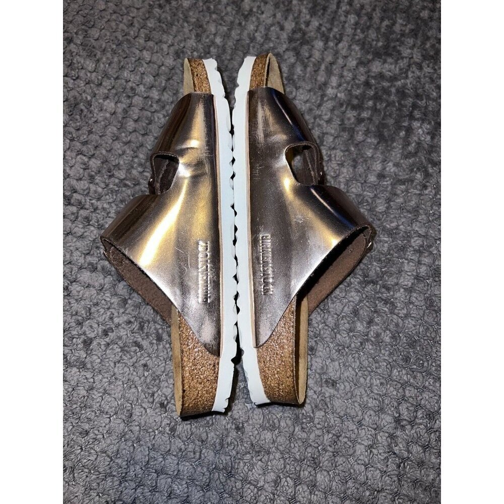 BIRKENSTOCK Arizona Flats Metallic Copper White Everyday Slides Size 38/7 - Picture 8 of 11